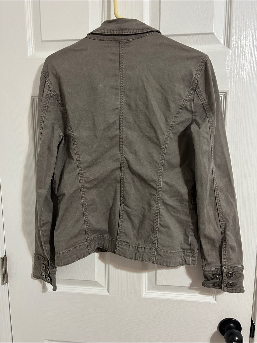 Women’s Structured Gray Denim-Style Jacket - Picture 3 of 4